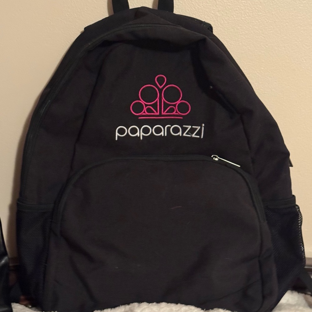 Paparazzi Black Backpack with Pink Logo